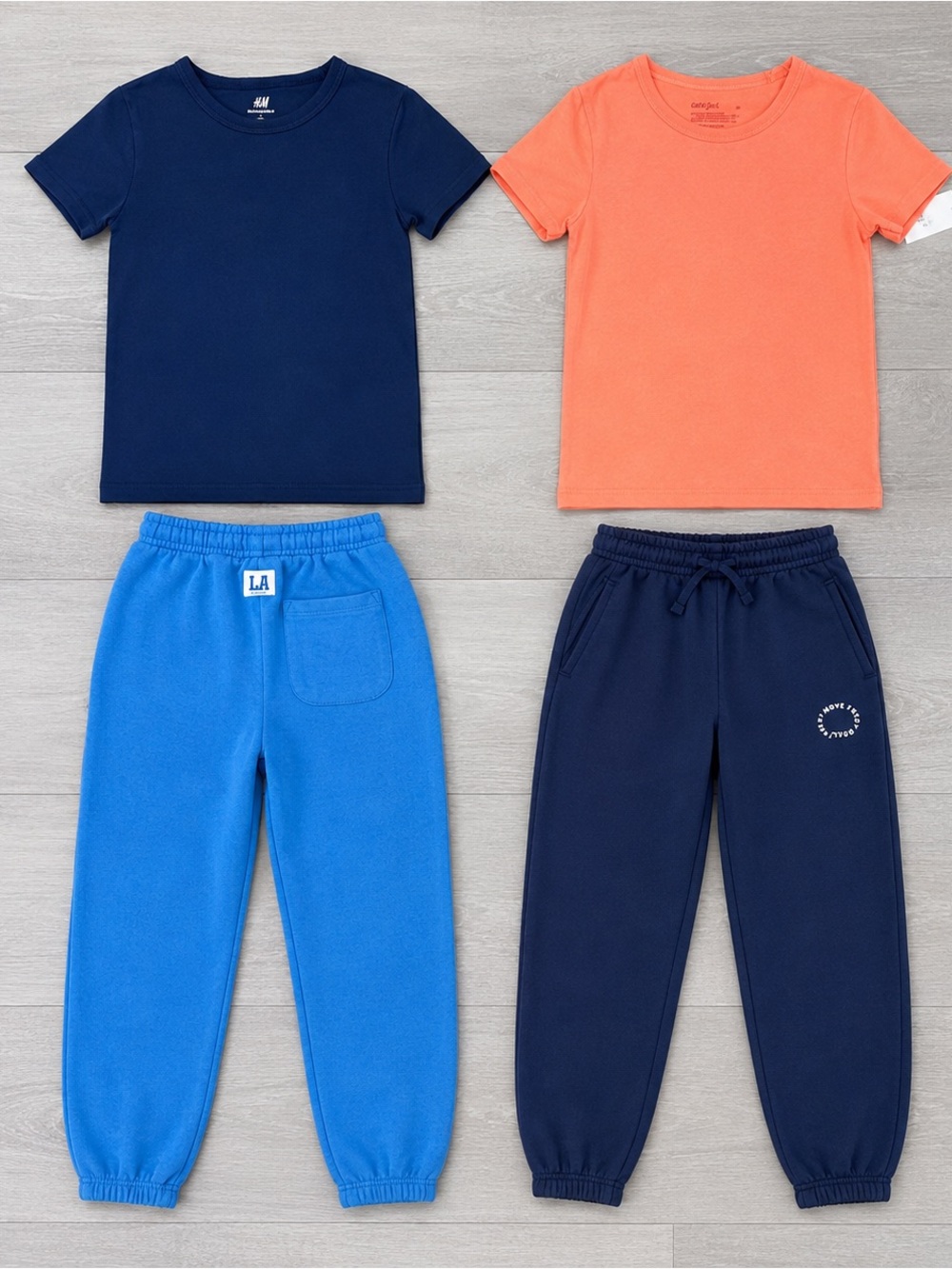 Zara H&M Cat & Jack Bundle 4T Blue Orange Shirts Joggers 4 Pieces